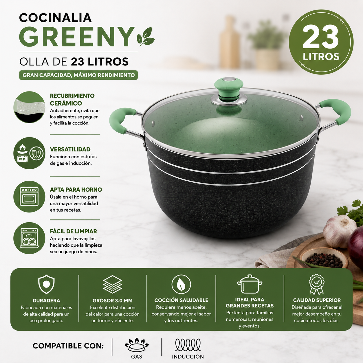 Olla Cocinalia Greeny de 23LITROS.