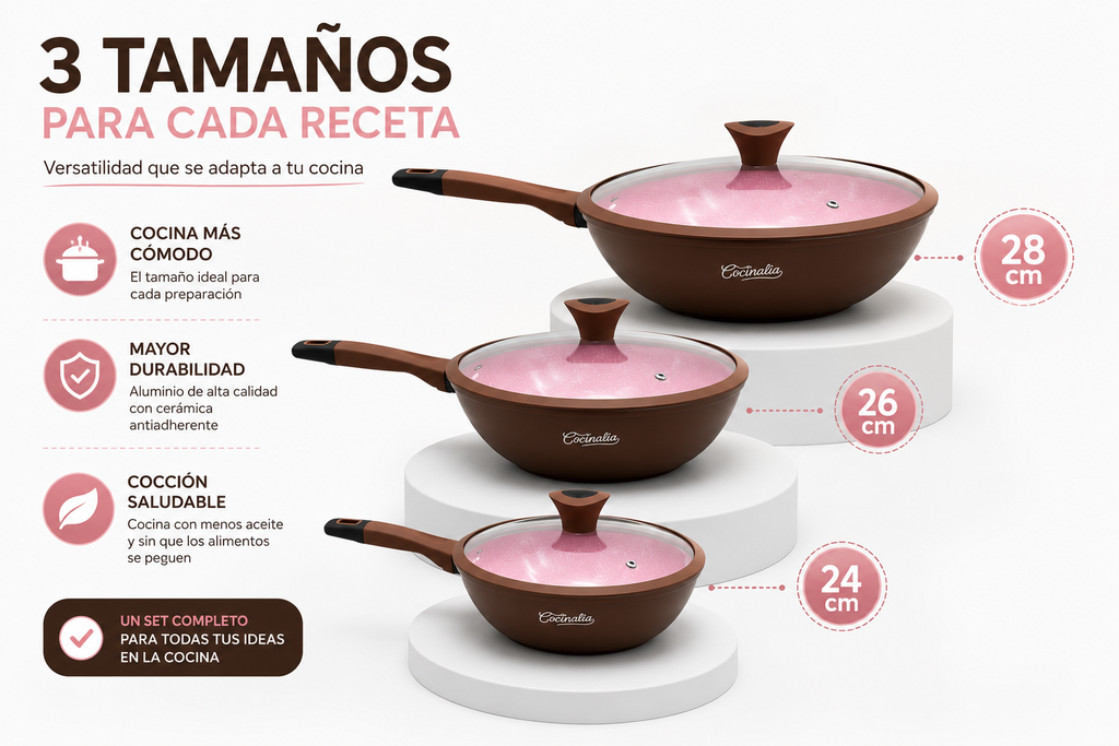 Juego 3 Woks Cocinalia 24,26 y 28