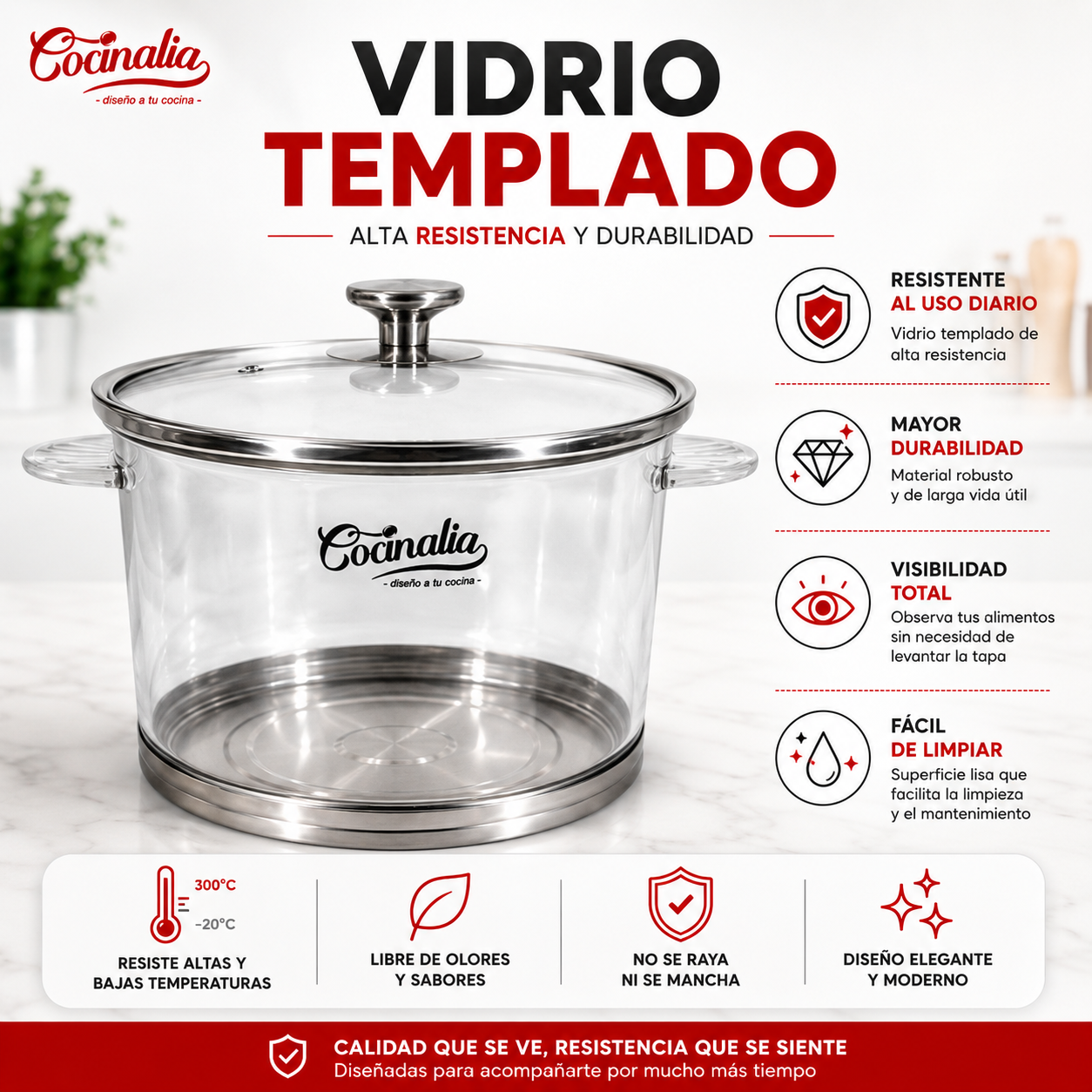 Set de Ollas de Vidrio Cocinalia 6pzas.