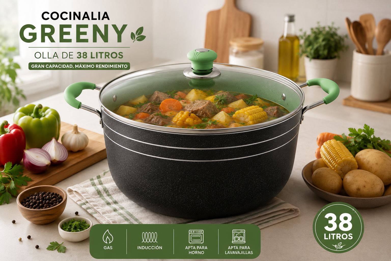 Olla Cocinalia Greeny de 38LITROS.