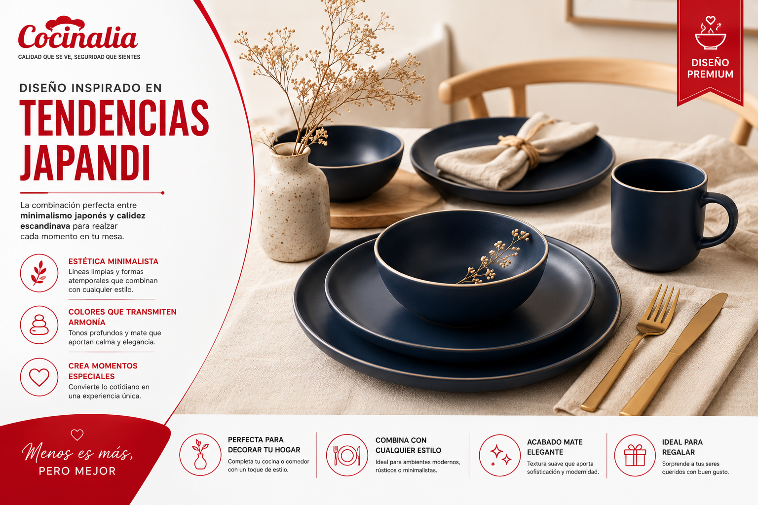 Vajilla de Cerámica Azul Mate 30 Pzs