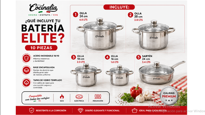 Bateria Cocinalia Elite 10pzas.
