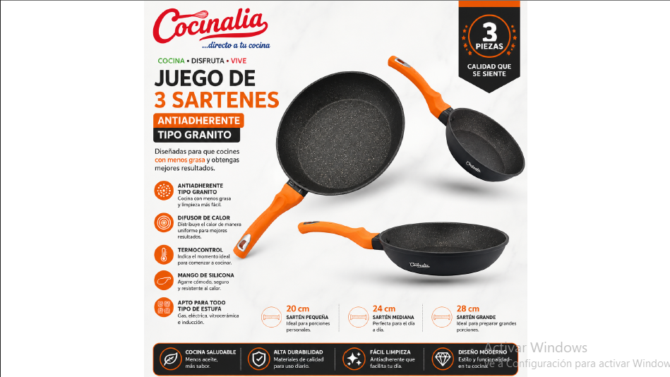 Set Sartenes Cocinalia Orange 3pzas.