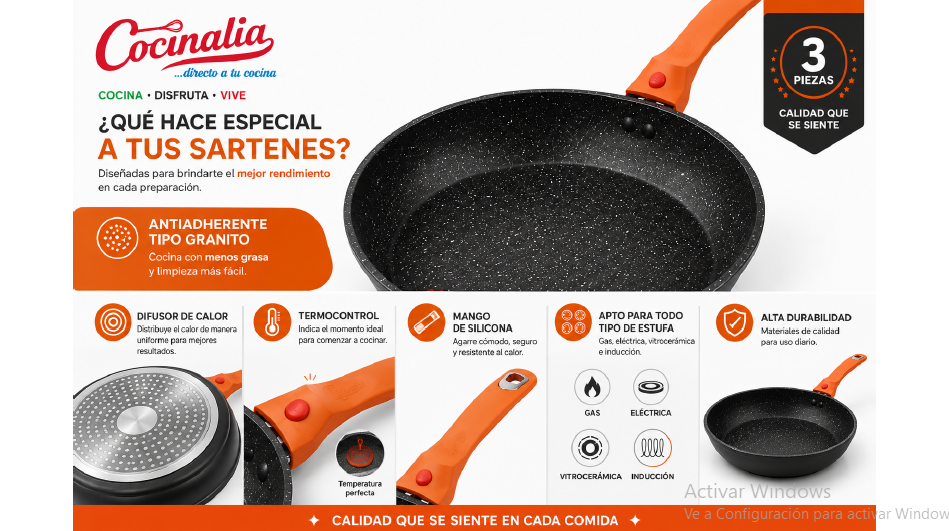 Set Sartenes Cocinalia Orange 3pzas.