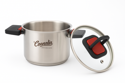 OLLA 16 CM   ASA ROJO CON NEGRO