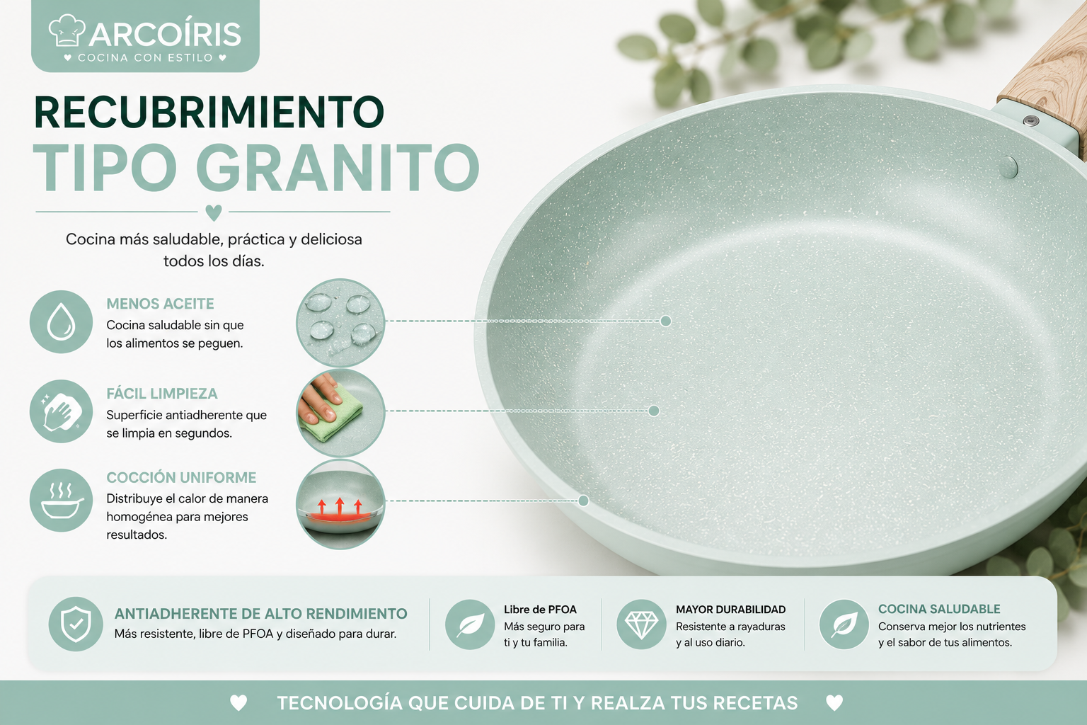 Batería de Cocina Arcoíris 5 Pzs