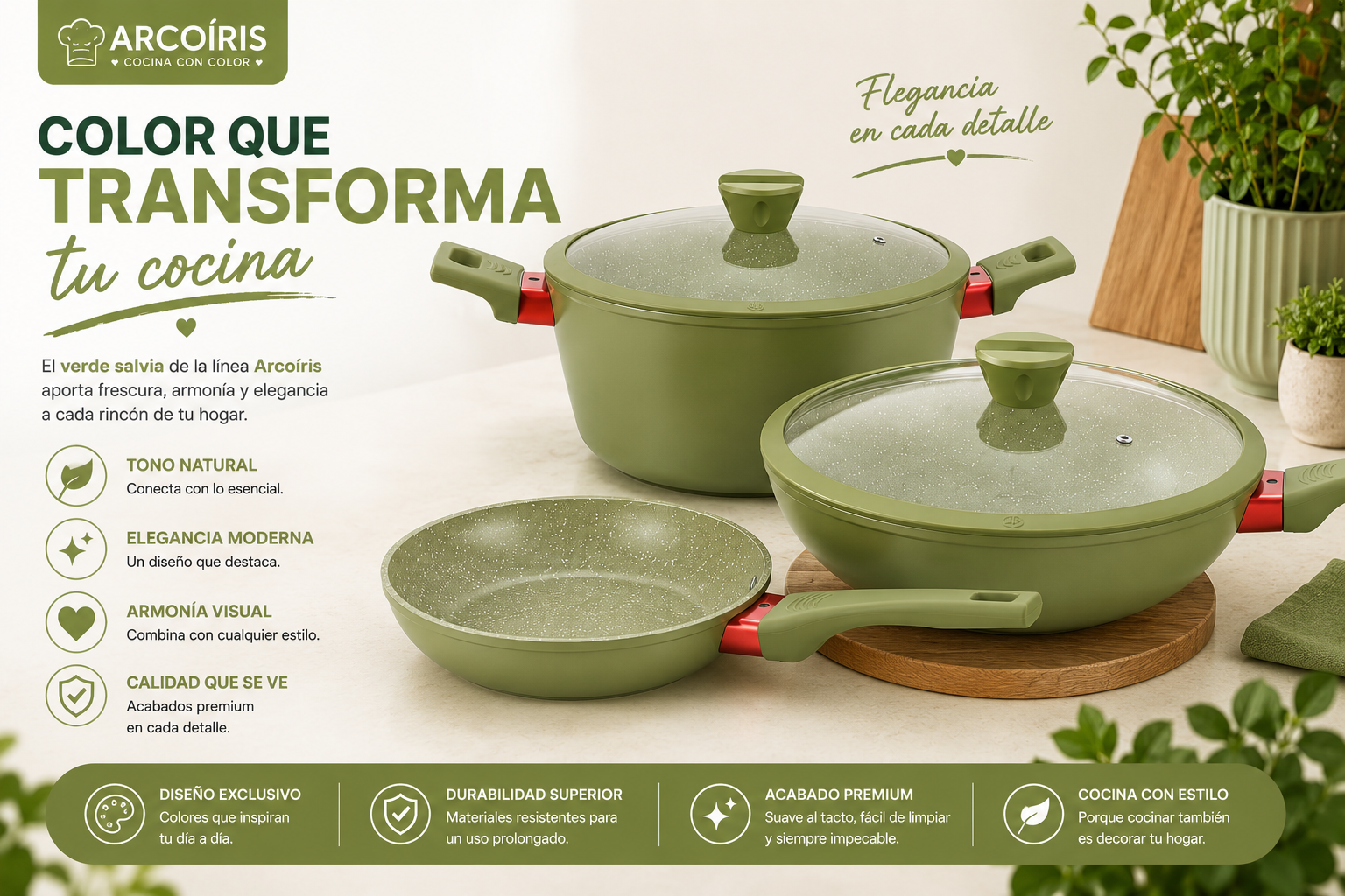 Batería de Cocina Arcoíris 5 Pzs