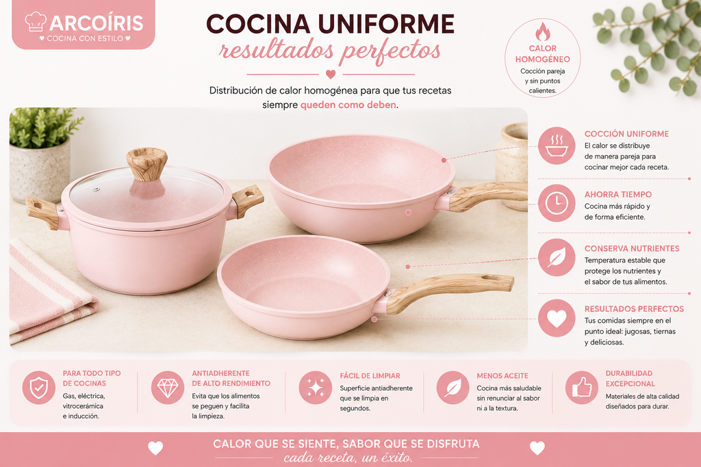Batería de Cocina Arcoíris 5 Pzs