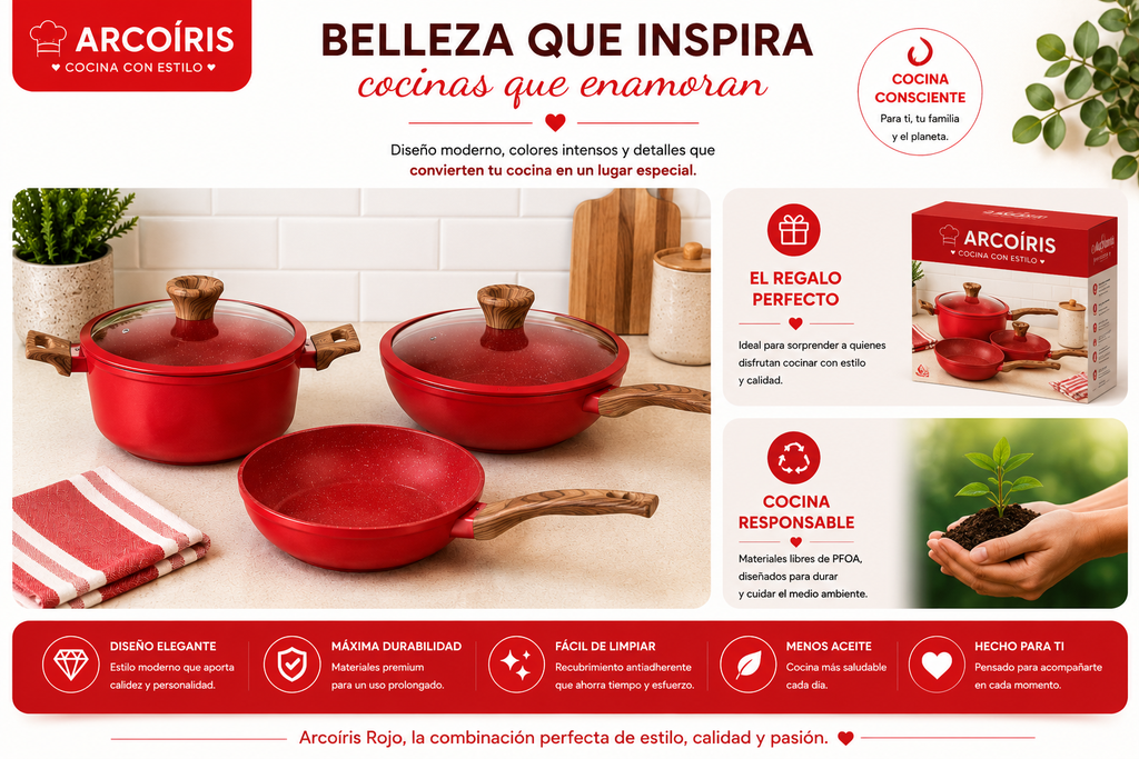 Batería de Cocina Arcoíris 5 Pzs