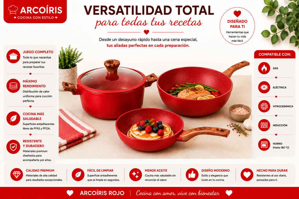 Batería de Cocina Arcoíris 5 Pzs