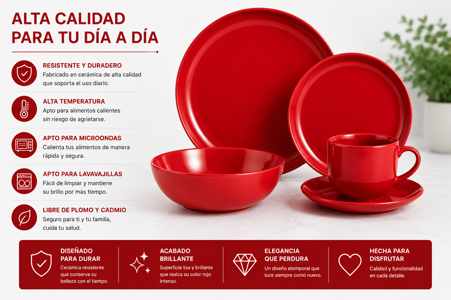 Vajilla Cerámica Brillosa 30 Pzs