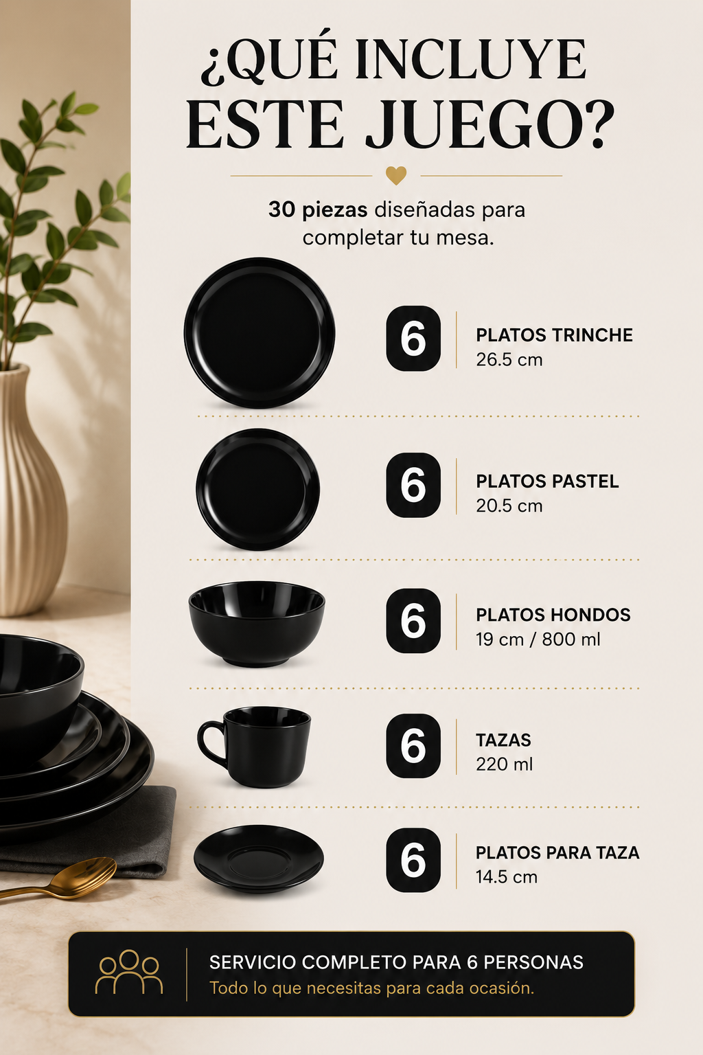 Vajilla Cerámica Brillosa 30 Pzs