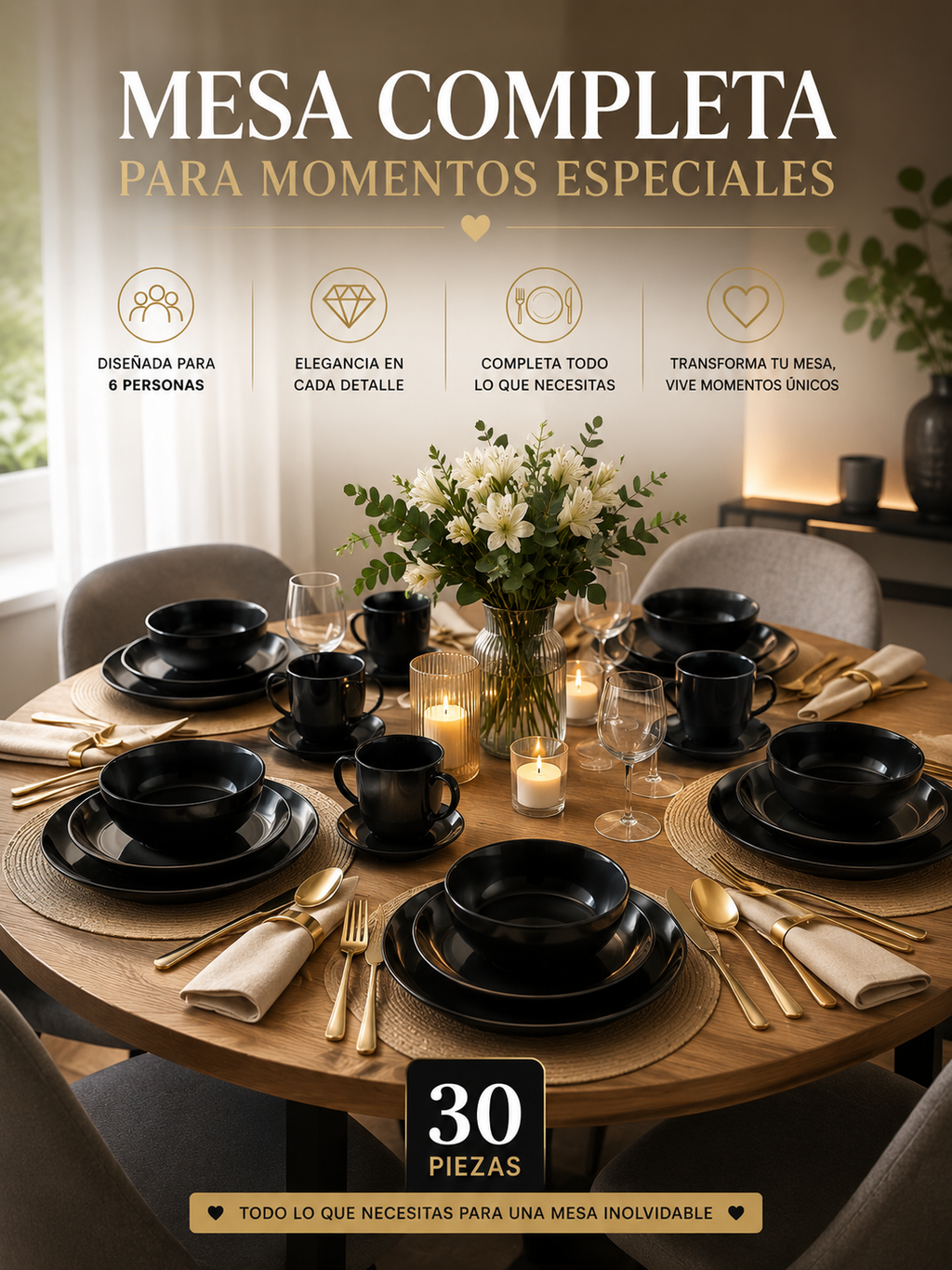 Vajilla Cerámica Brillosa 30 Pzs