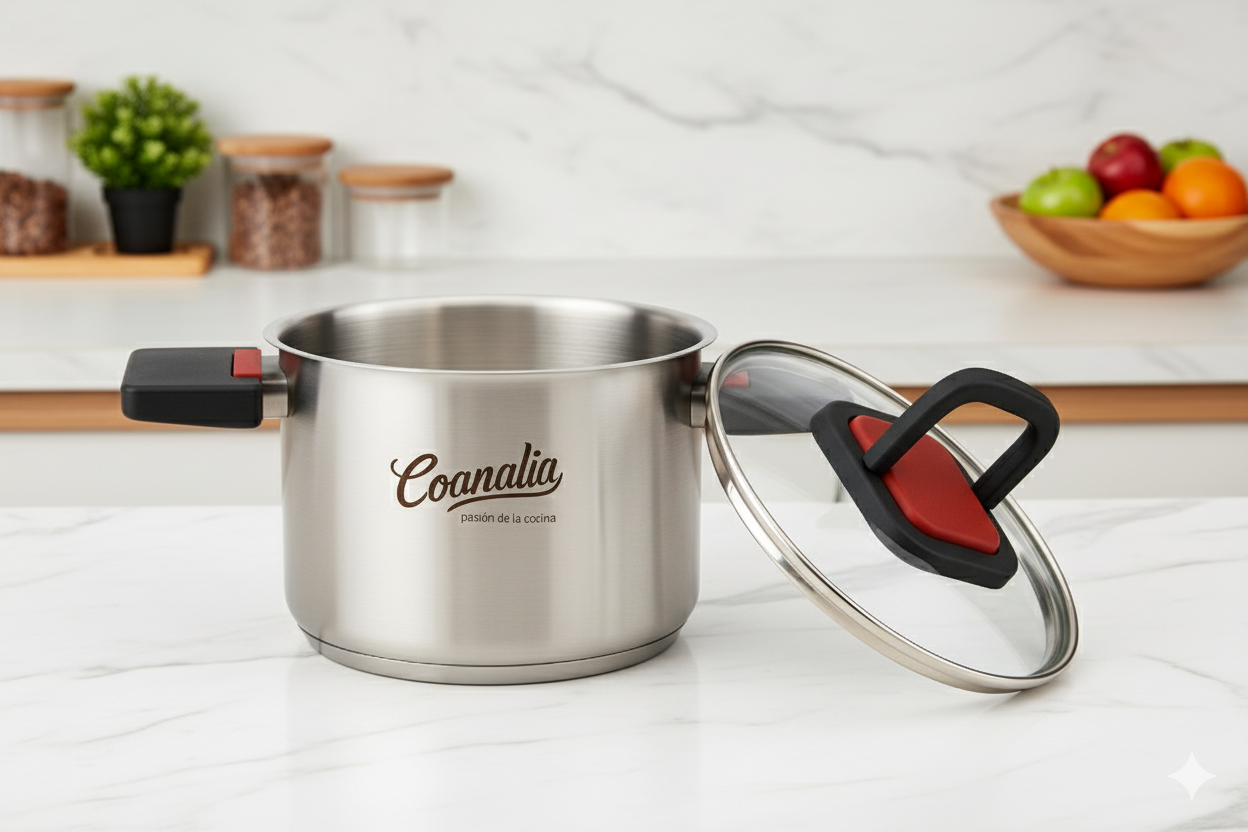 OLLA 16 CM   ASA ROJO CON NEGRO