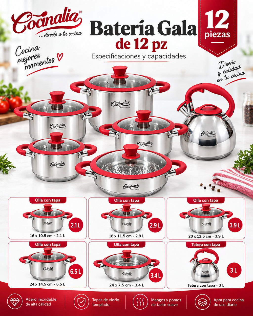 Batería Cocinalia Gala 12 Pzas