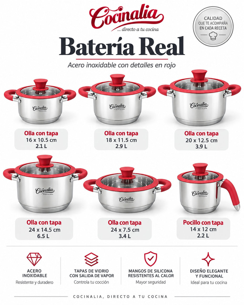 Batería Cocinalia Real 12 Pzas