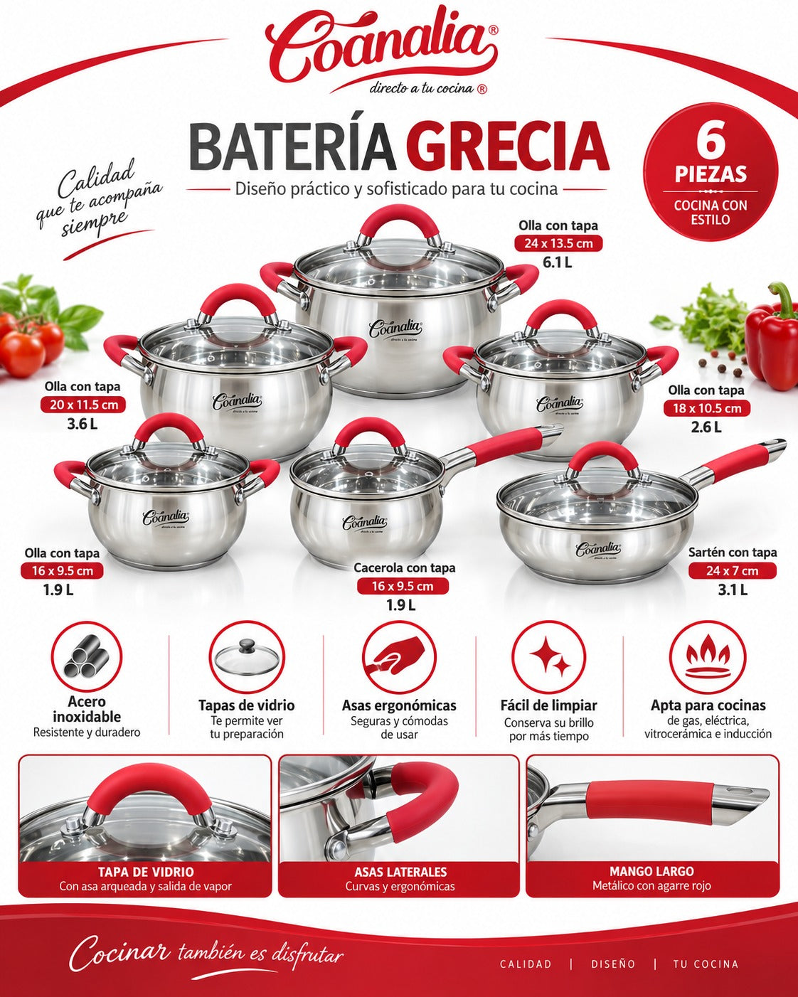 Bateria Cocinalia Grecia 12 Pzas