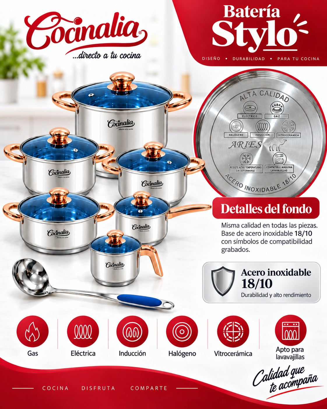 Bateria Cocinalia Stylo 13pzas.