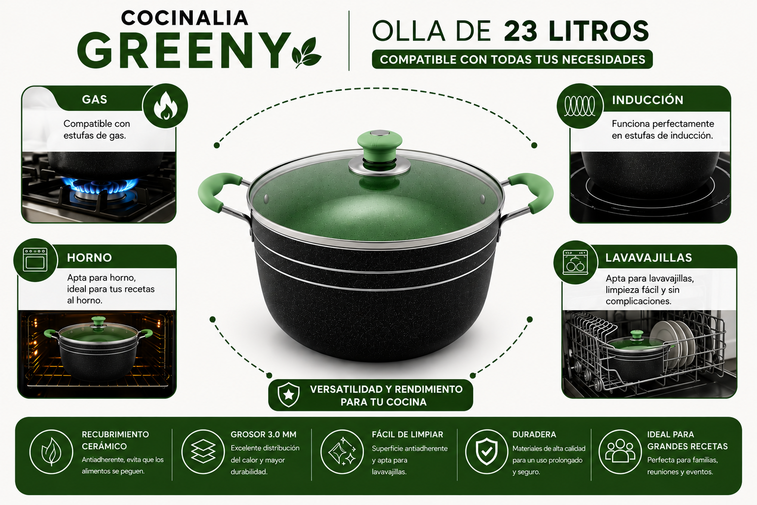 Olla Cocinalia Greeny de 23LITROS.