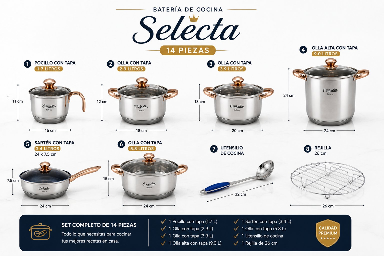 Bateria Cocinalia Selecta 14pzas.