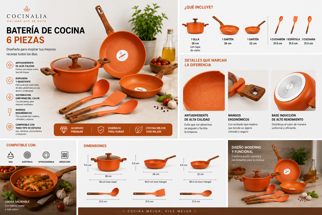 Batería de Cocina Terracota 7 PZS