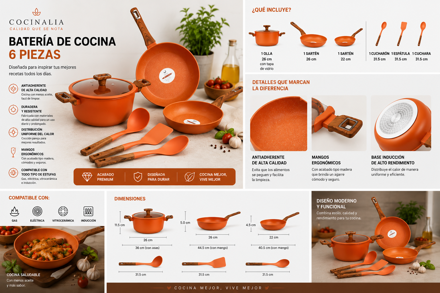 Batería de Cocina Terracota 7 PZS