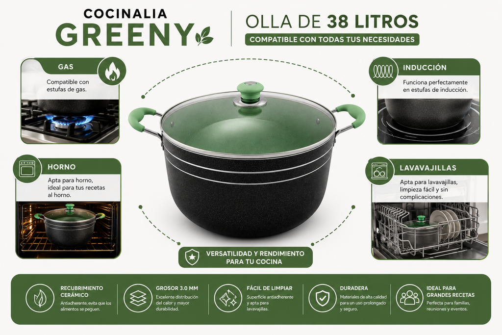 Olla Cocinalia Greeny de 38LITROS.