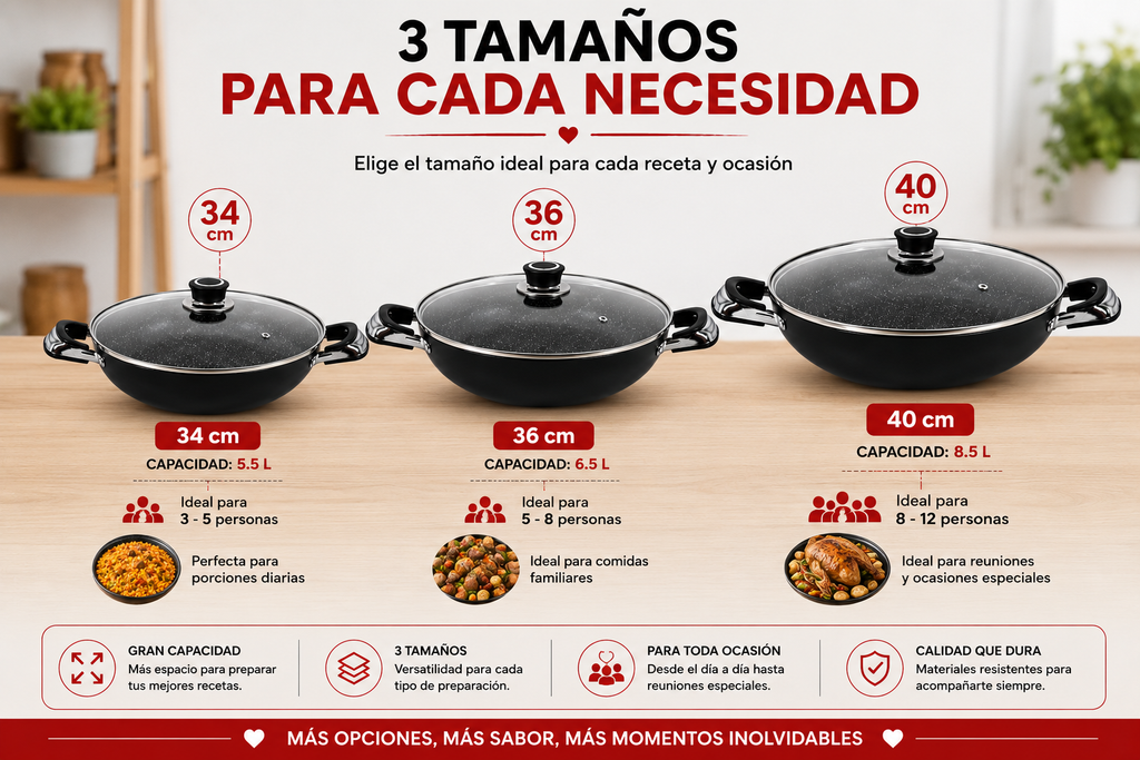 Juego de Arroceras Jumbo 3 Piezas (34/36/40 cm)