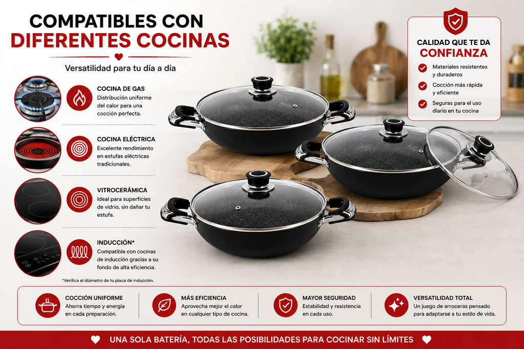 Juego de Arroceras Jumbo 3 Piezas (34/36/40 cm)