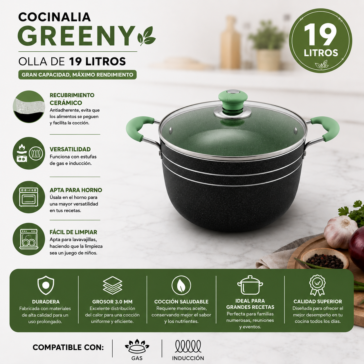 Olla Cocinalia Greeny de 19LITROS.