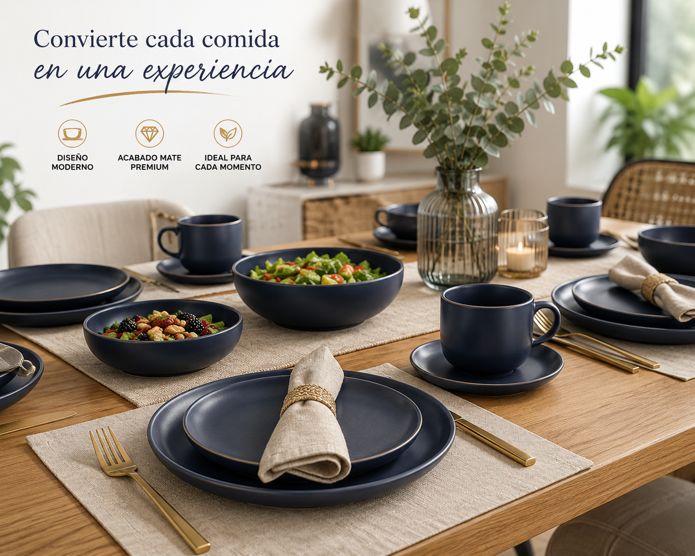 Vajilla de Cerámica Azul Mate 30 Pzs