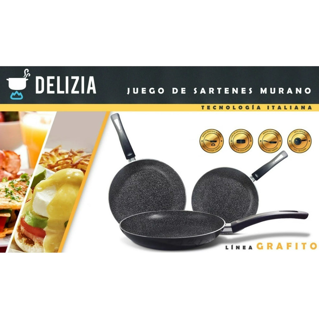 Juego Sartenes Delizia Murano 3pzas. - Cocinalia.store