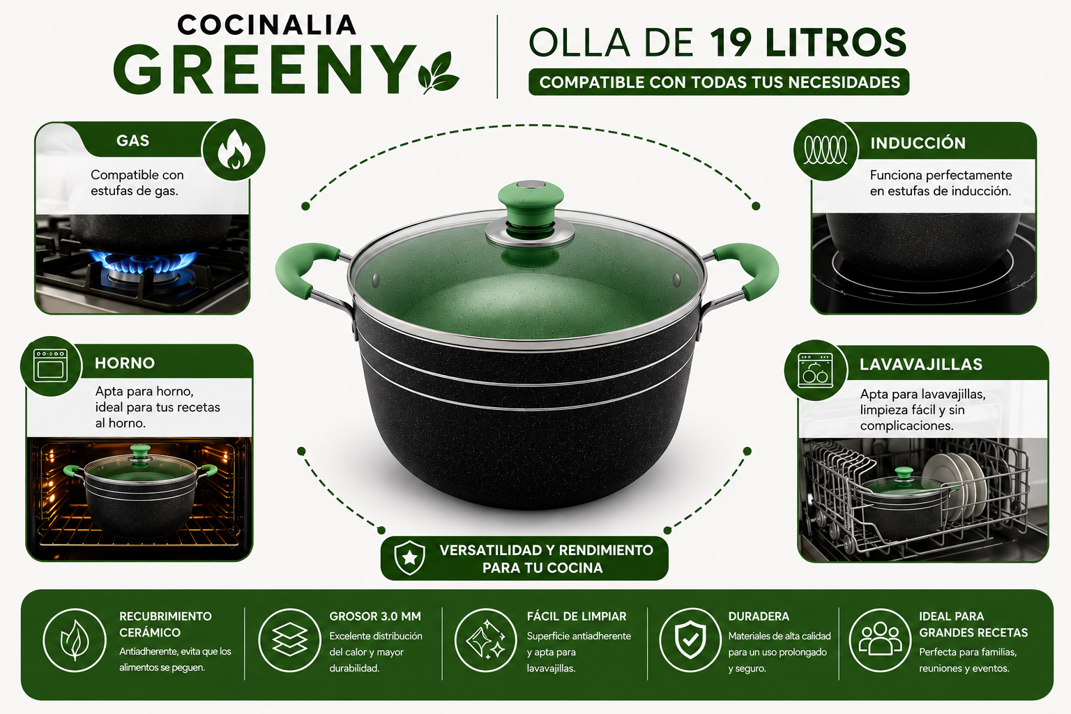 Olla Cocinalia Greeny de 19LITROS.
